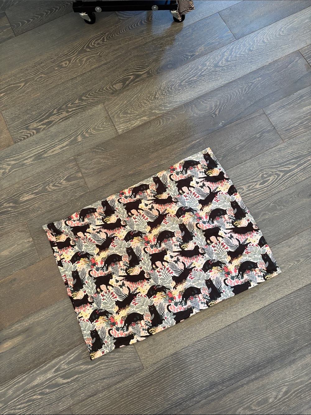 Spoonflower Floral & Black Cat Print pillow case